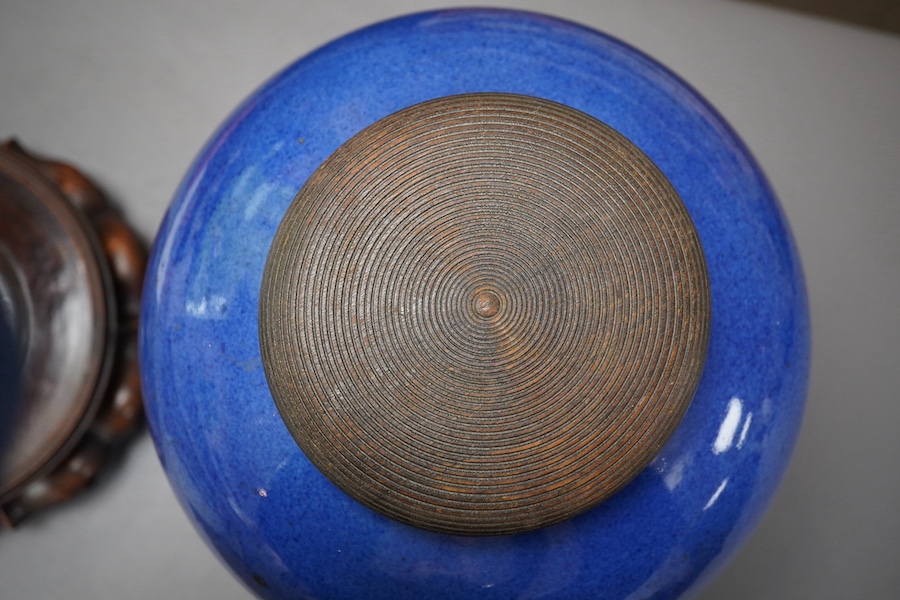 A Chinese powder blue glazed globular jar, 19th century